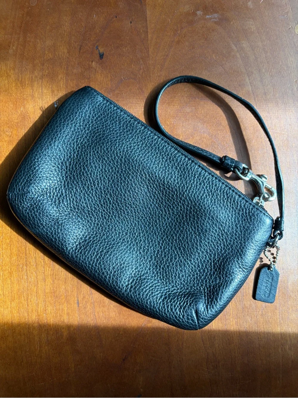 COACH Park Wristlet Black Leather